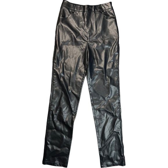 White Fox Boutique You've Got It PU Pants Faux Leather Trousers Black Small - Picture 3 of 6